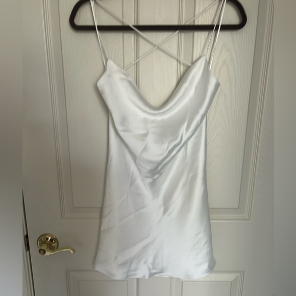 NWT Zara Elegant White Satin Slip Dress size Small - Picture 6 of 7